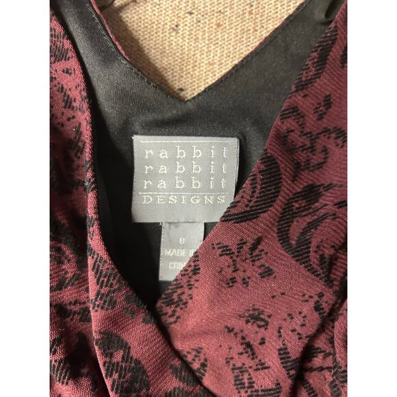 Rabbit Rabbit Rabbit Raised Velvet Dress Maroon Black Whimsygoth Fairy Witchy 8 - Picture 2 of 11